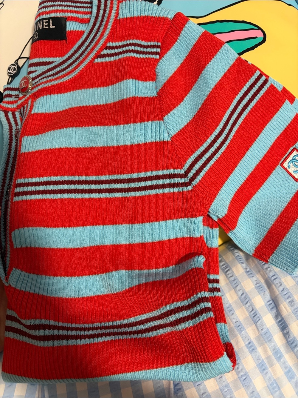 Striped Short Sleeve Top in Red & Blue Like New CC. No brand - Picture 3 of 3